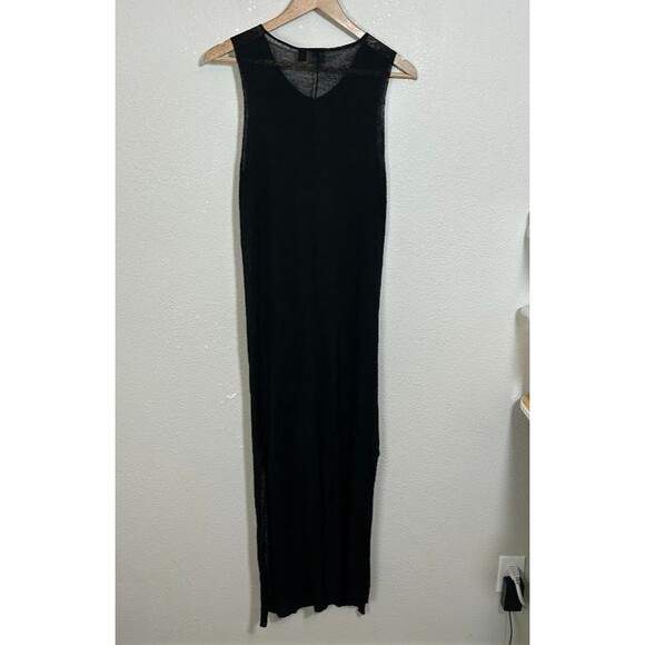 Eileen Fisher Project Duster Cardigan M Black Hemp Layering Sleeveless Lagenlook - Picture 3 of 8